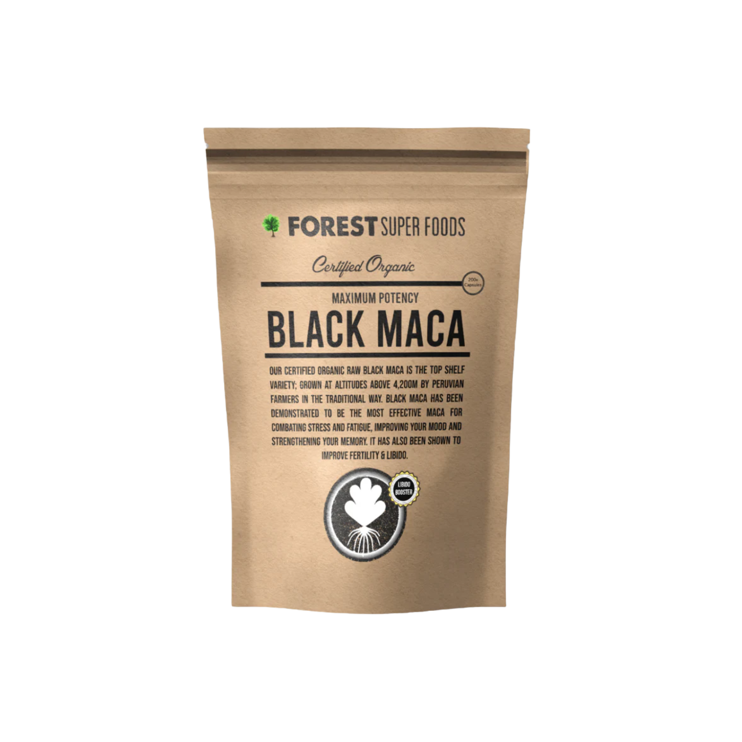 Certified Organic Black Maca Powder for energy and sensual vitality 100% pure and potent